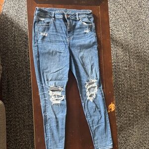American Eagle Outfitters Ripped Blue Skinny Jeans